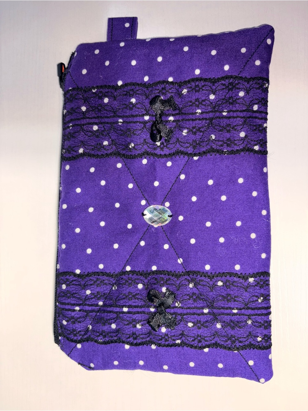 Purple Polka Dot Lace Cosmetic Pouch - Unbranded